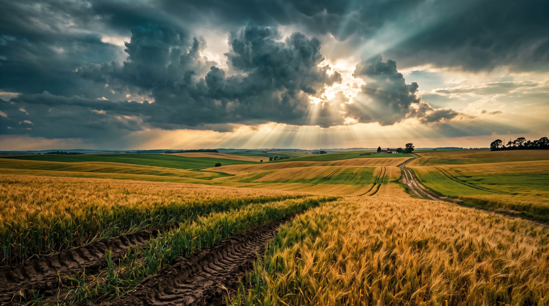 Golden Fields Beneath Stormy Skies