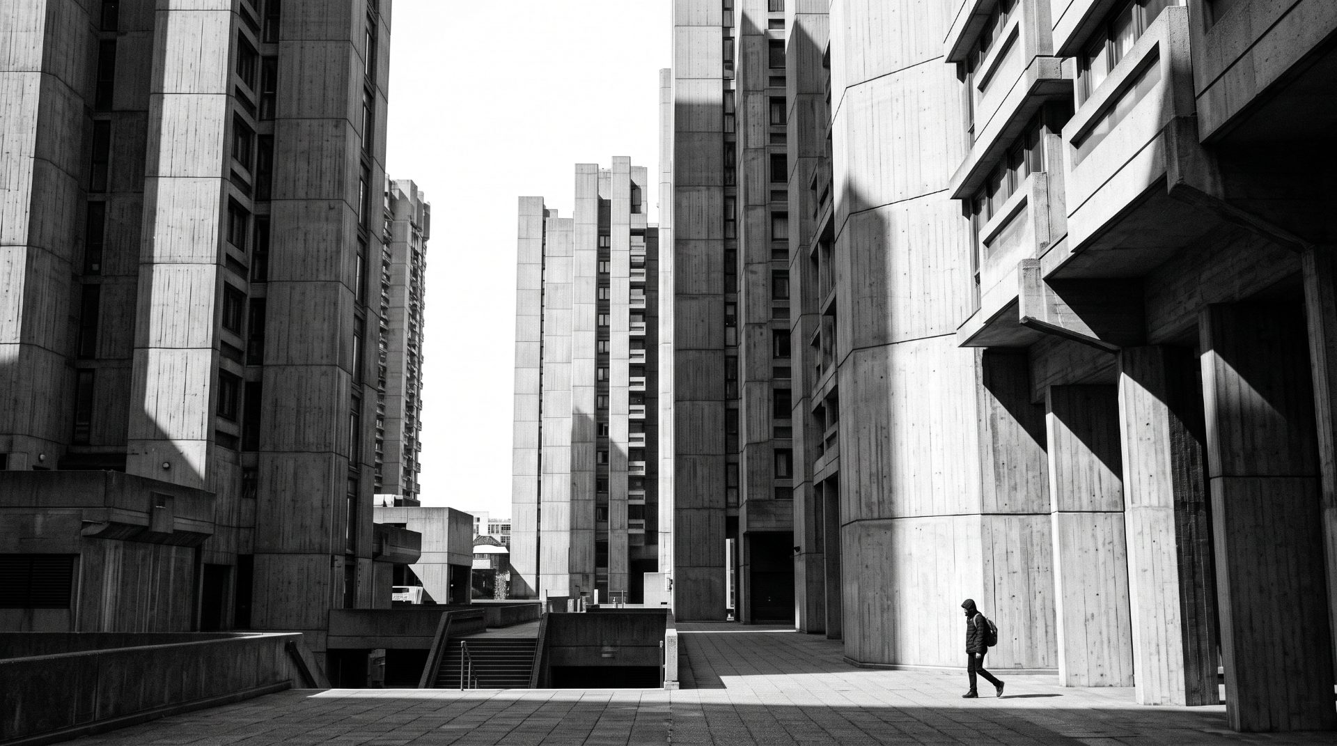Monochrome Brutalist Architectural Study