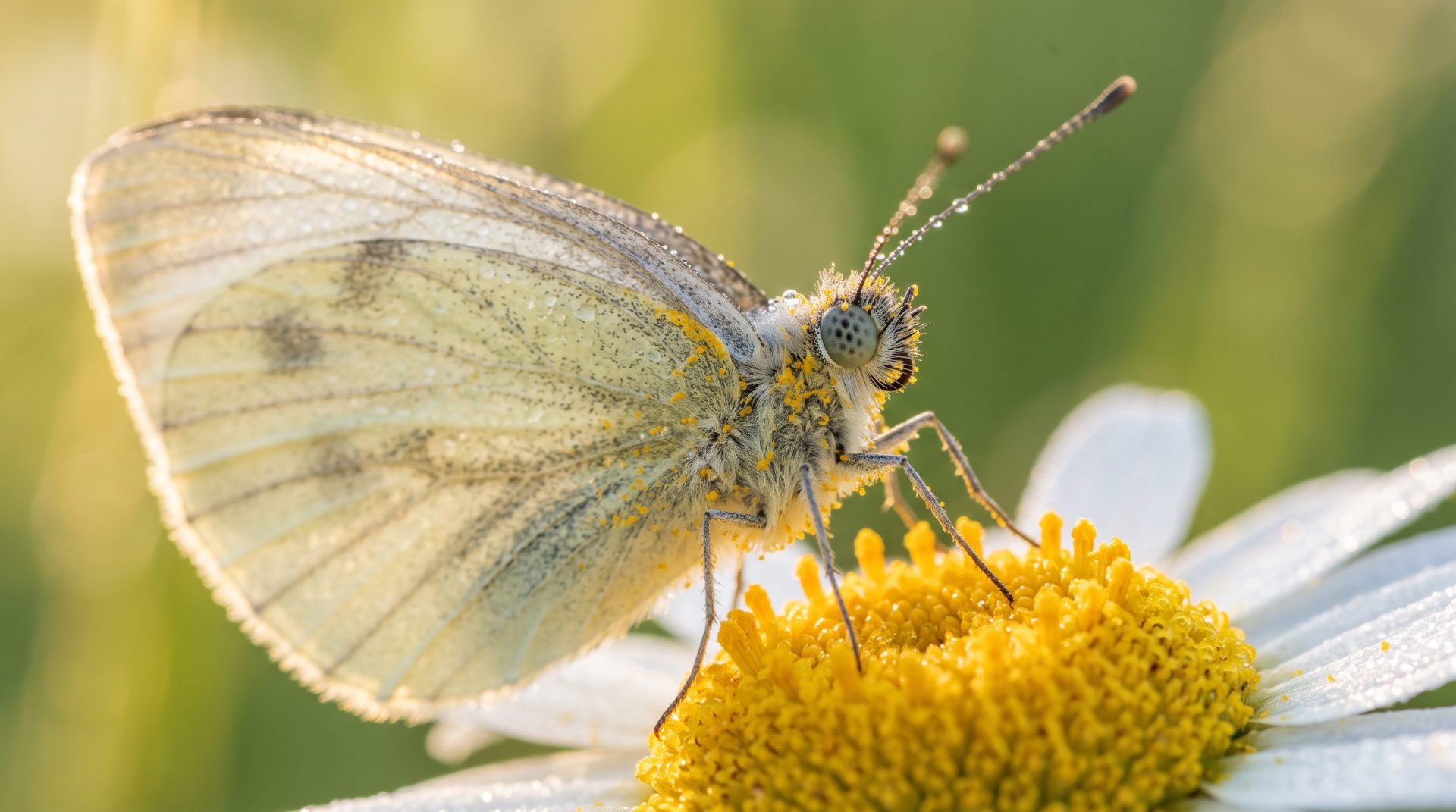 Butterfly on Dewy Daisy