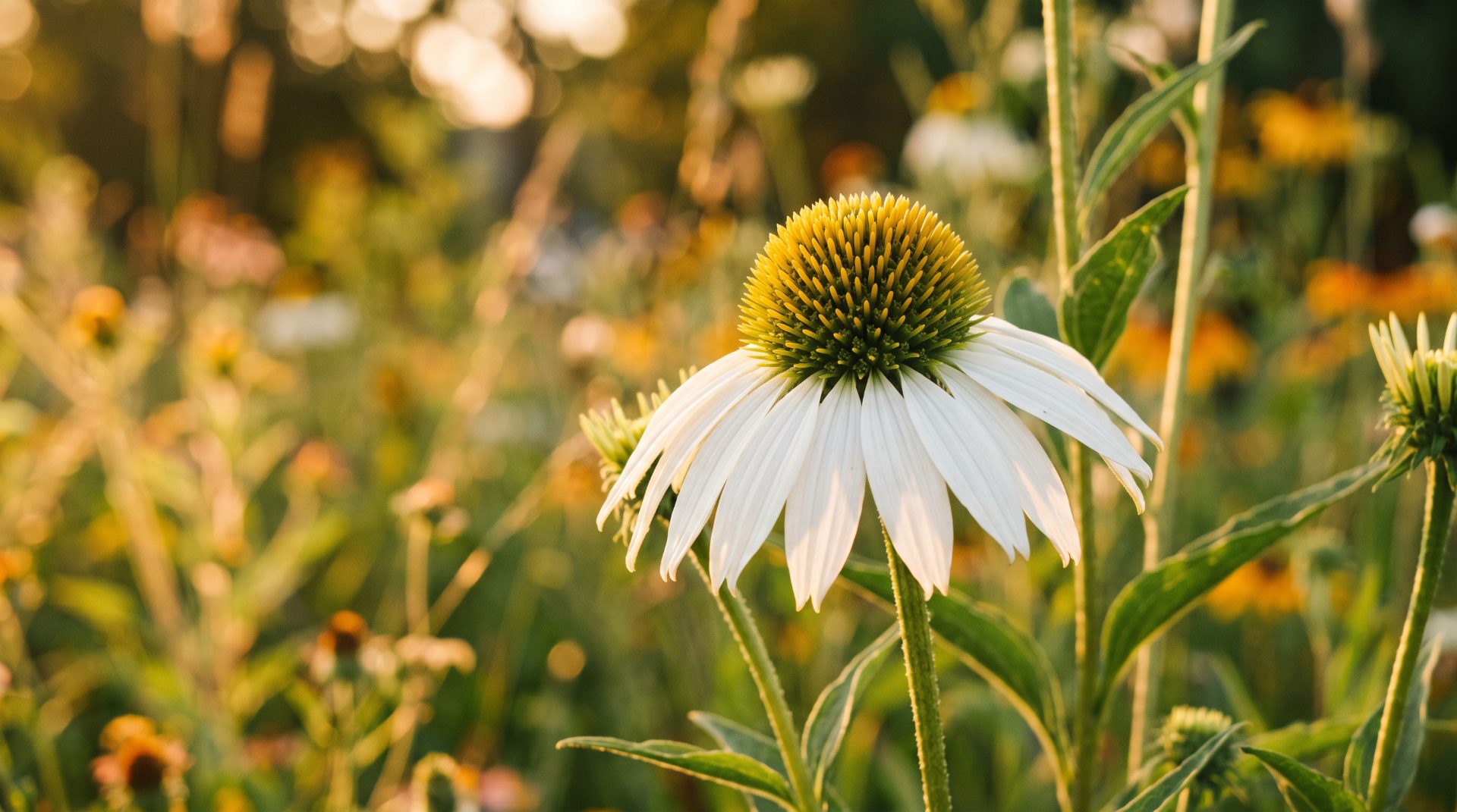 White Coneflower in Golden Light