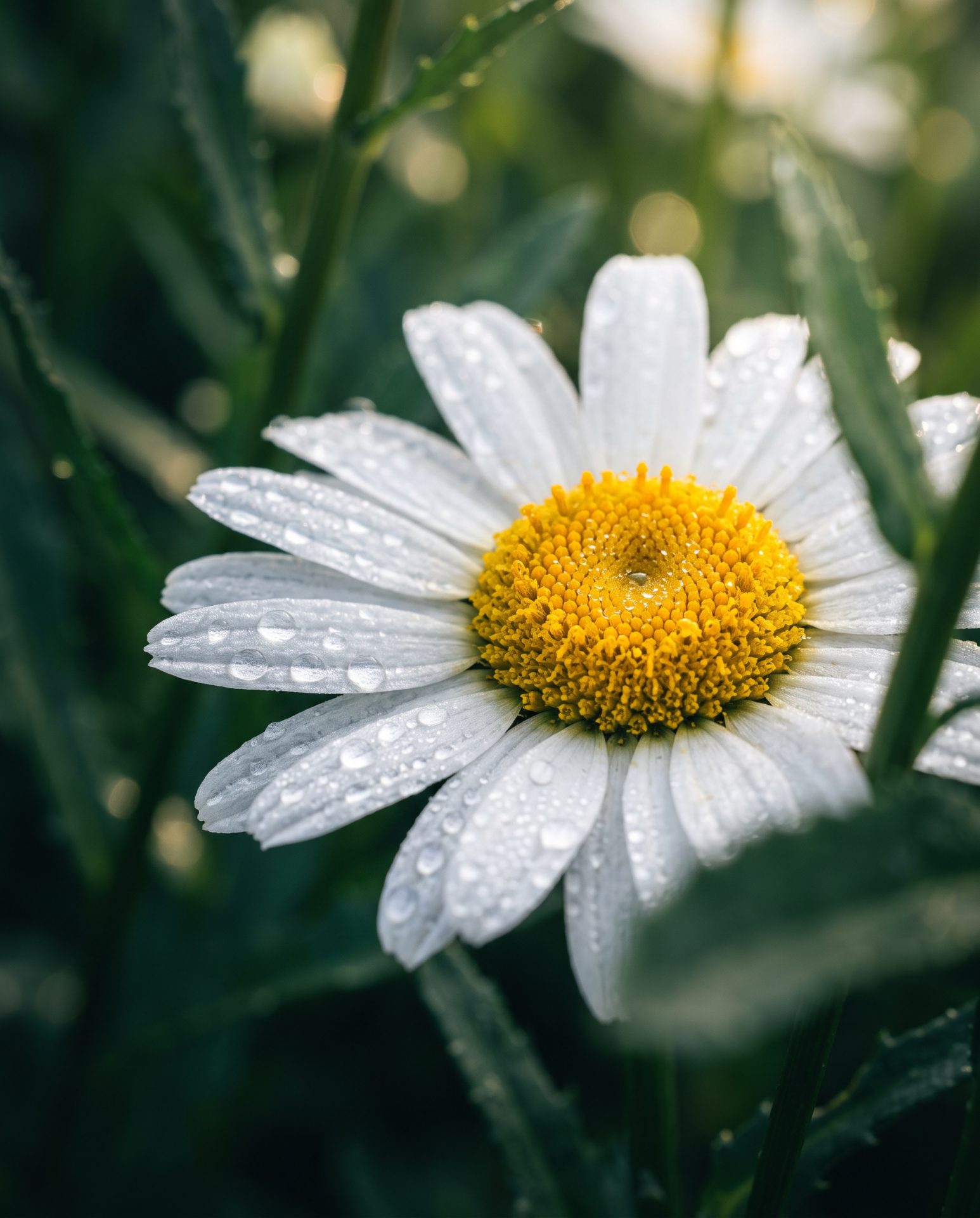Dew Kissed White Daisy Macro