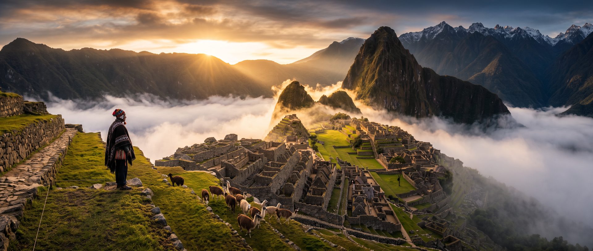 Sunrise Over Machu Picchu Citadel