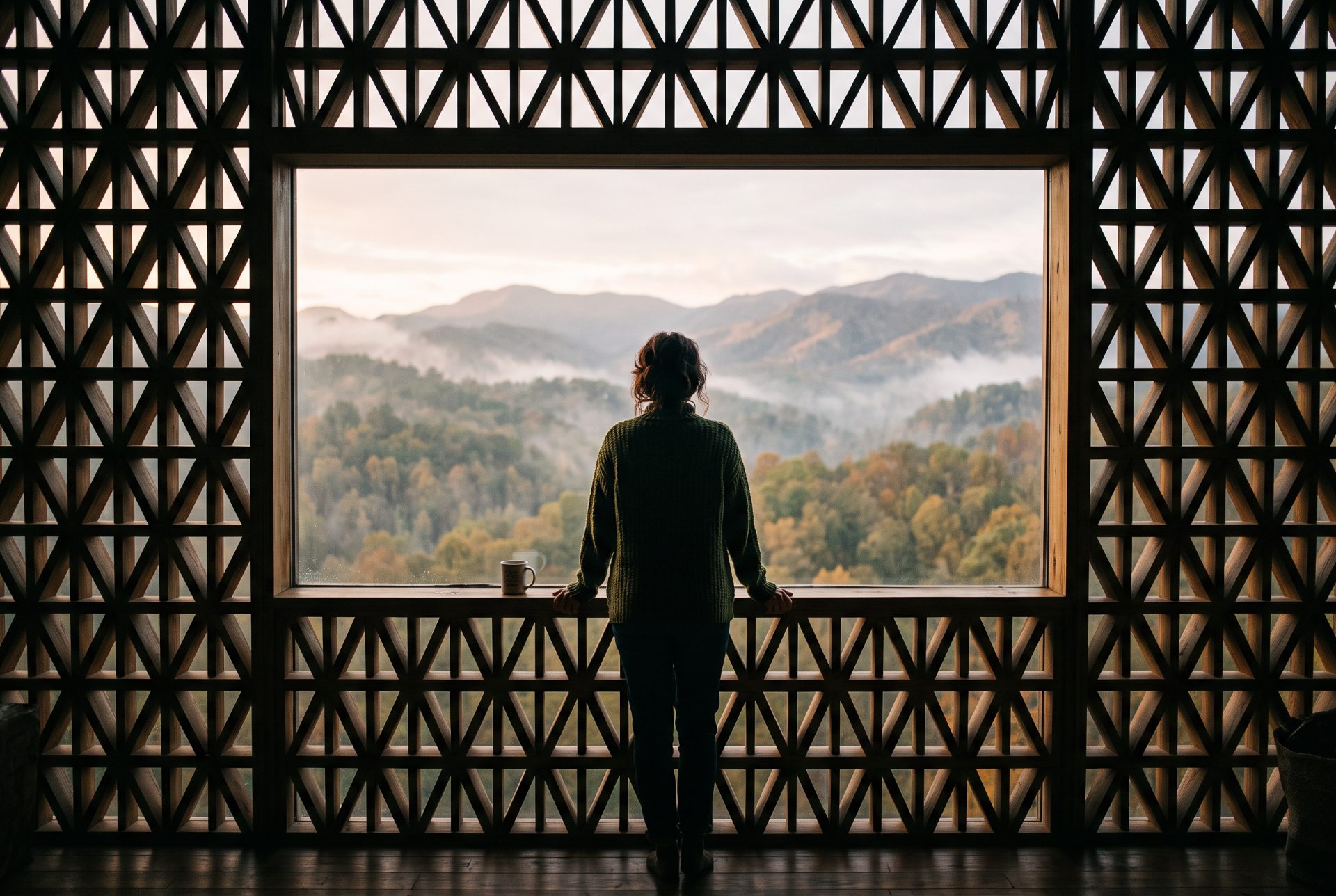 Mountain View Through Geometric Frame