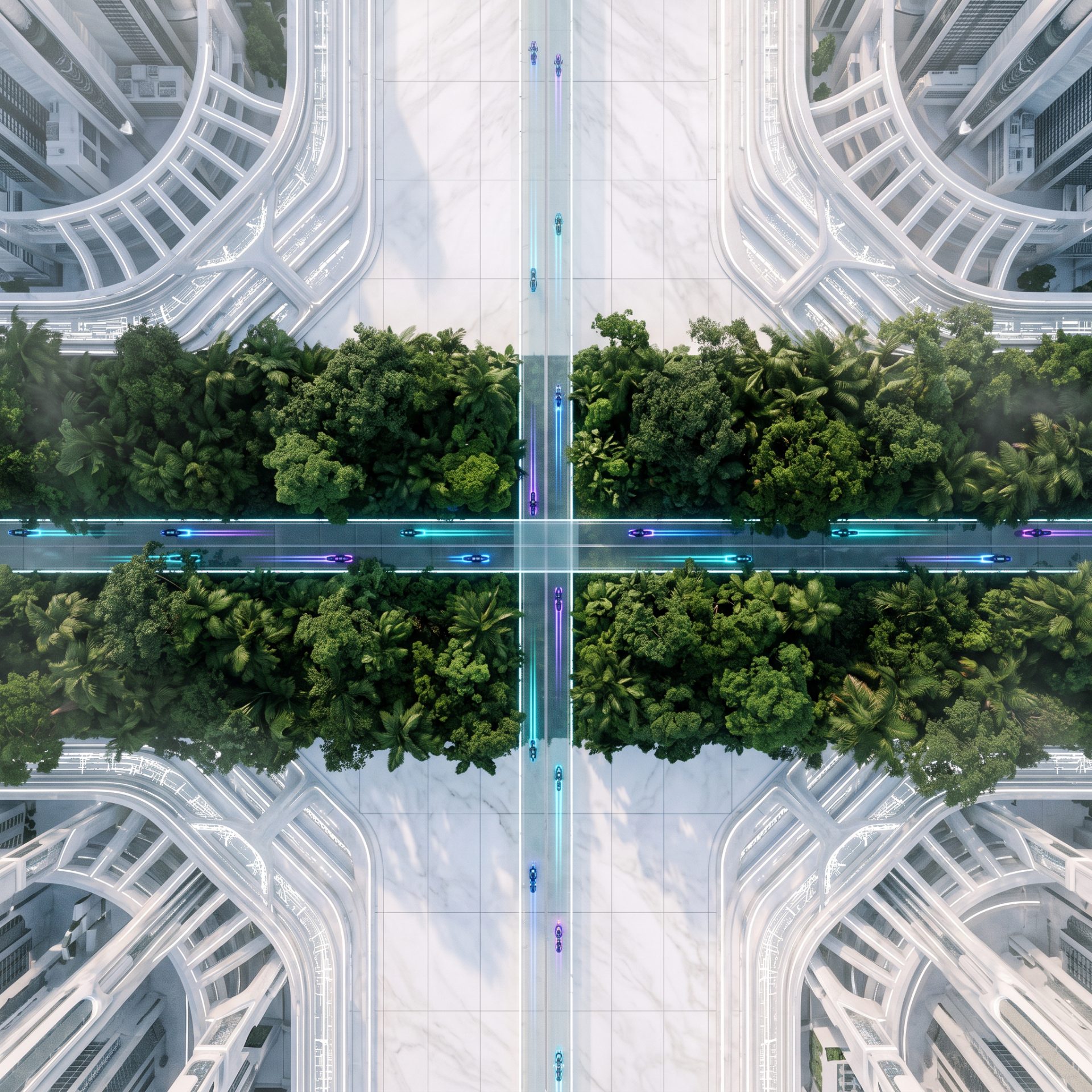 Futuristic Marble Urban Intersection