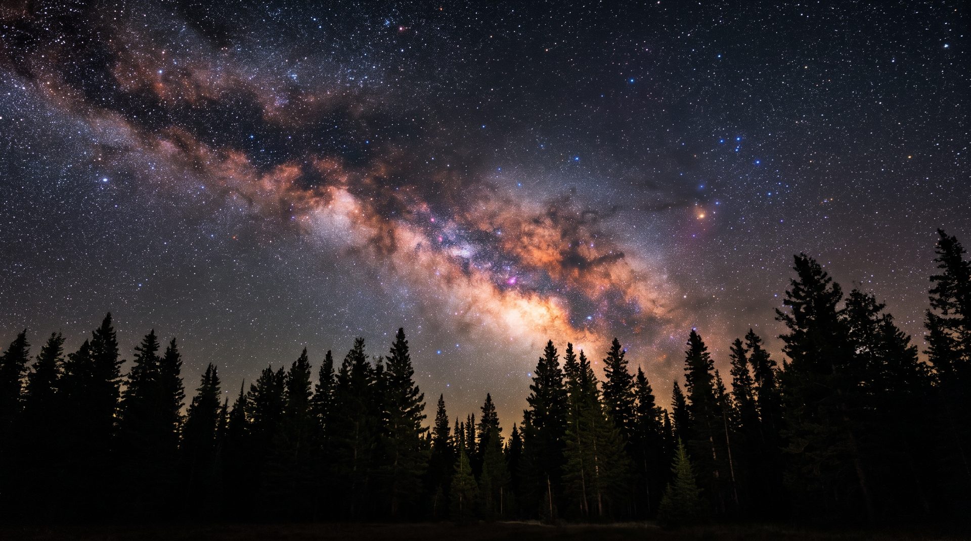 Milky Way Over Pine Forest