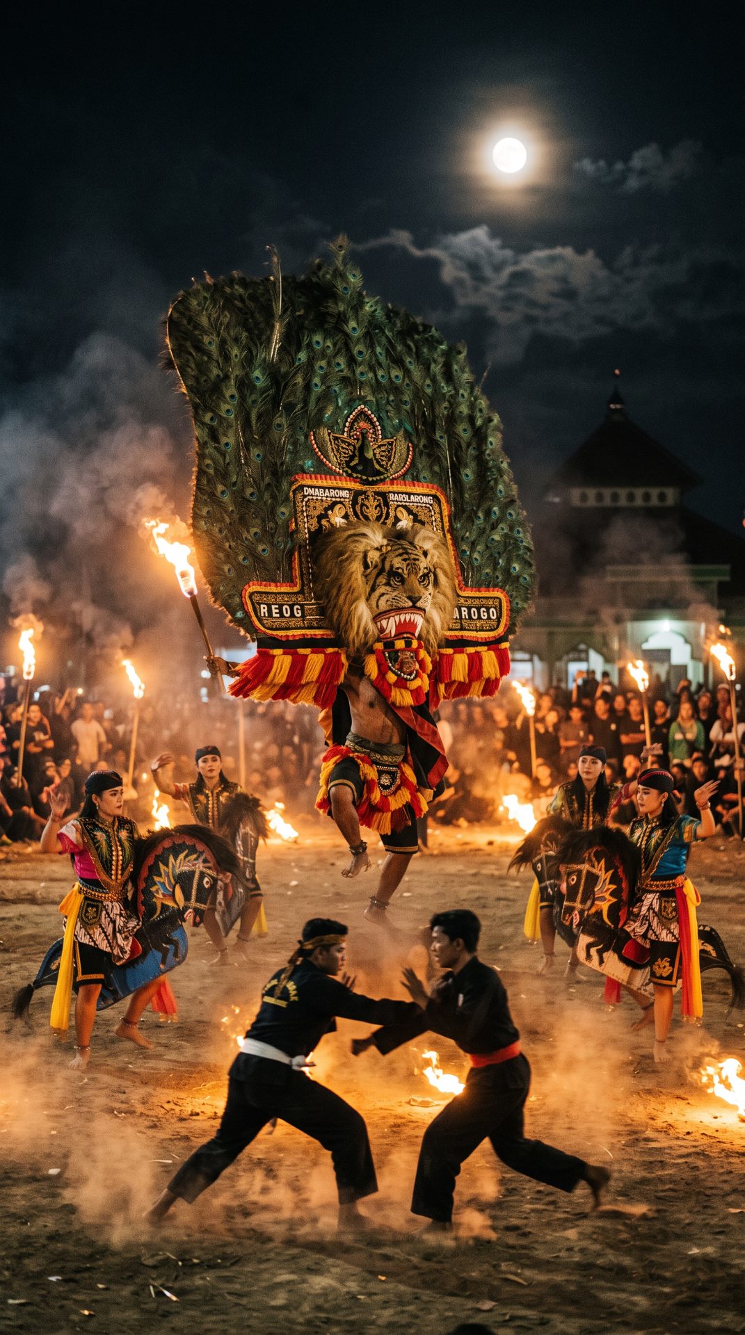 Nighttime Reog Ponorogo Fire Dance