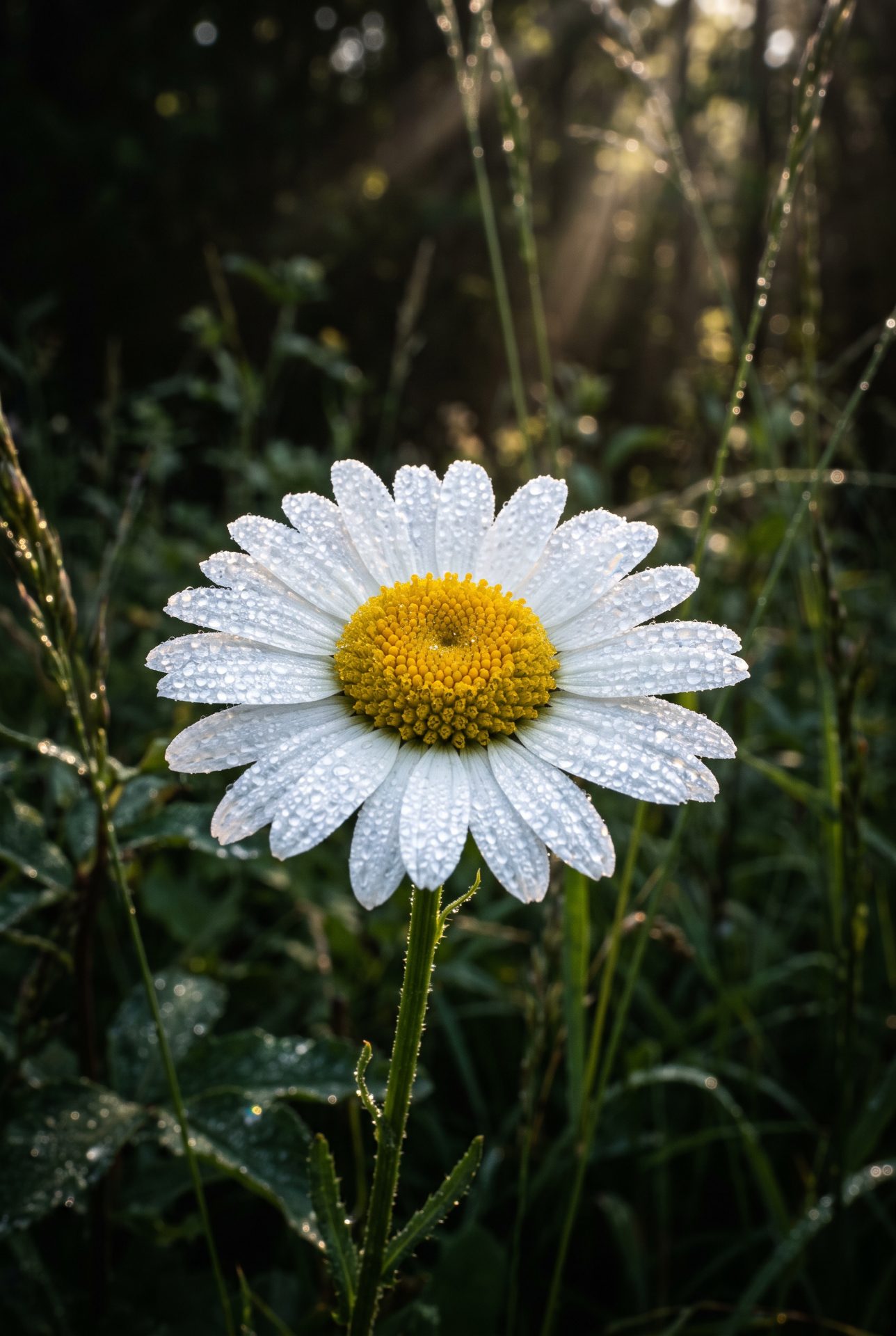 Dew Kissed Daisy in Morning Light