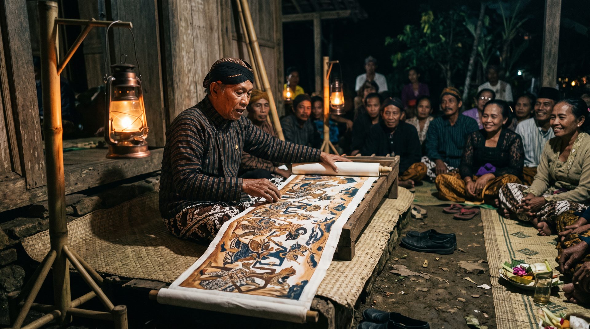 Traditional Wayang Beber Performance at Night