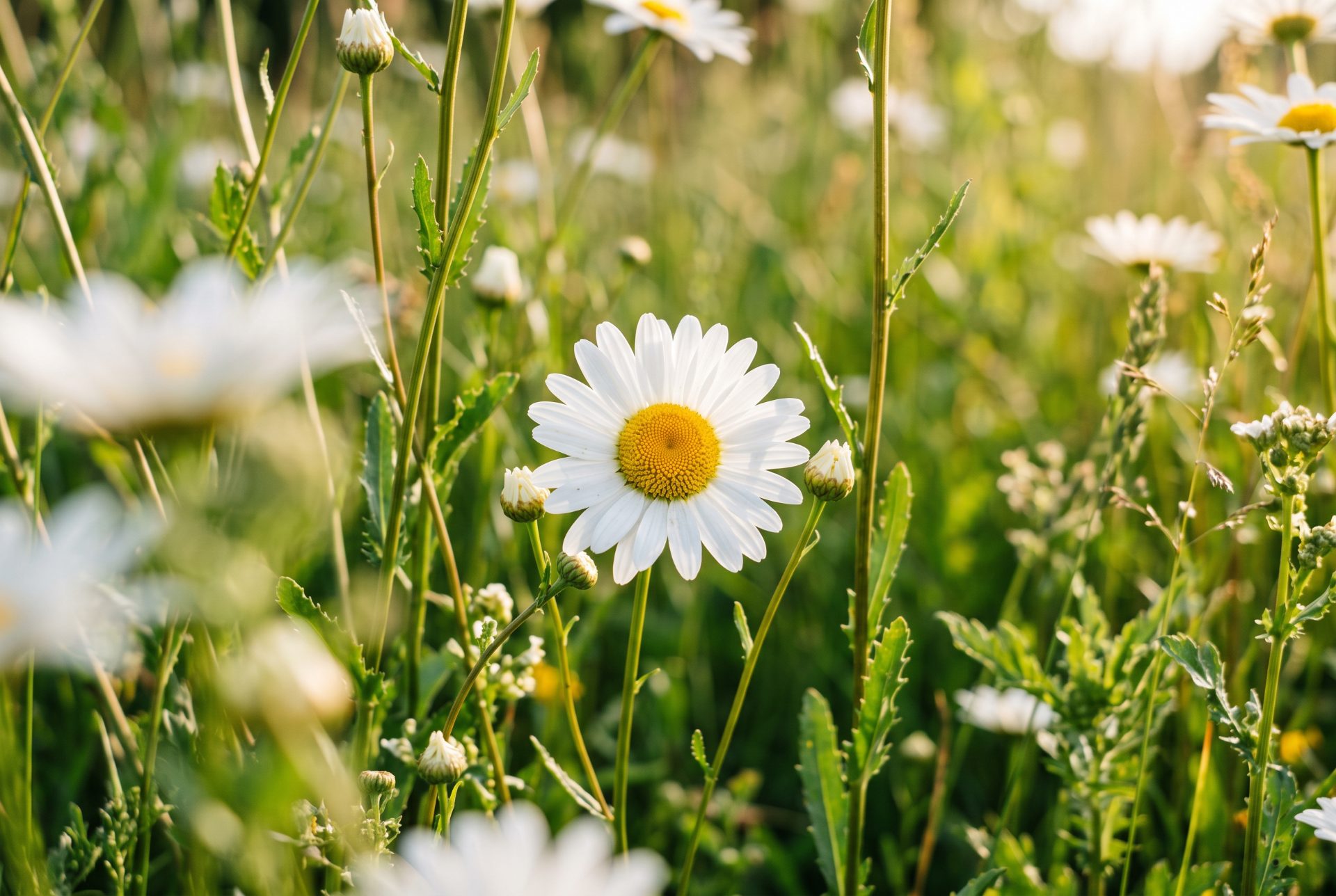 Wild Oxeye Daisies in Meadow