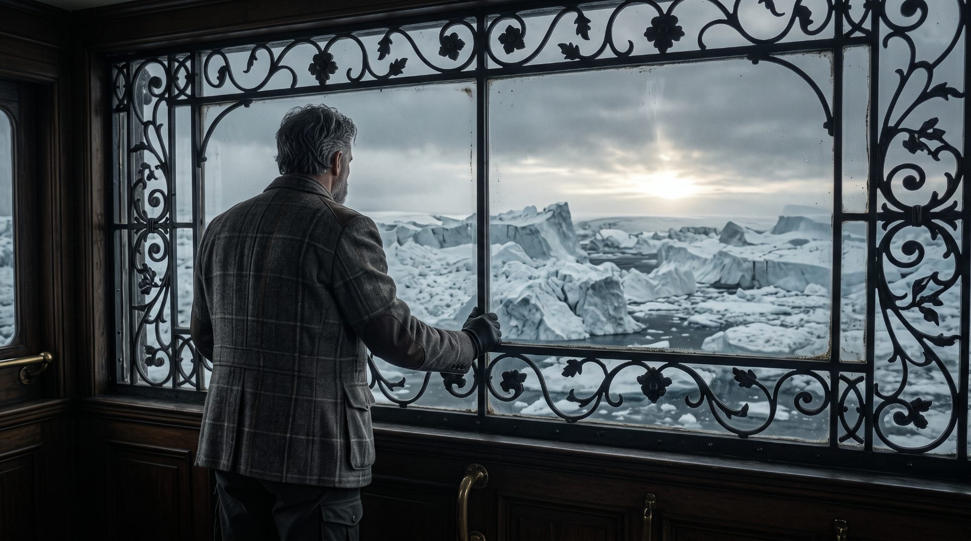 Explorer Watching Glaciers From Steamship