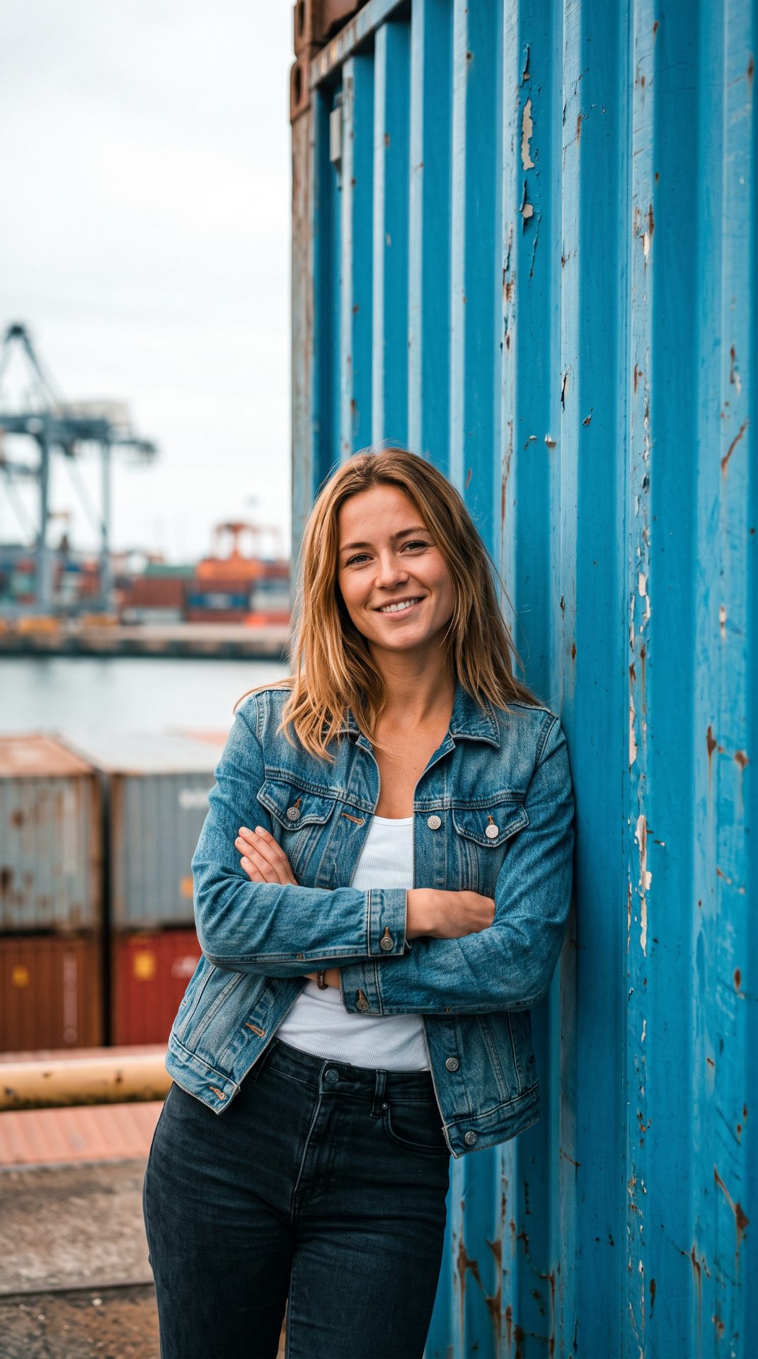 Confident Woman by Industrial Harbor