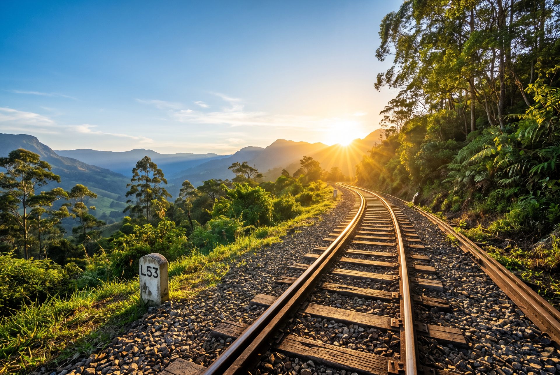 Sunrise Along The Mountain Railway