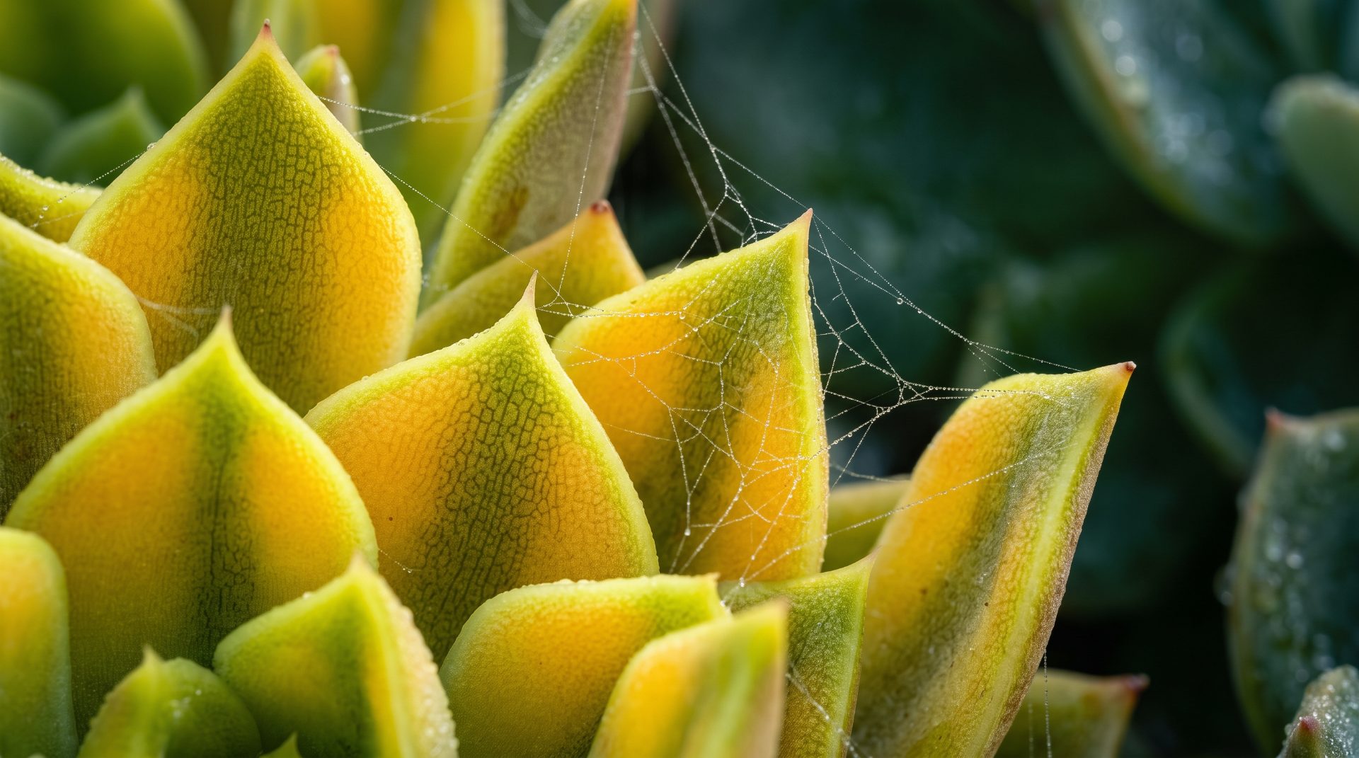 Golden Succulent With Morning Dew