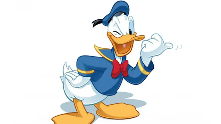 Pato Donald señalando la página