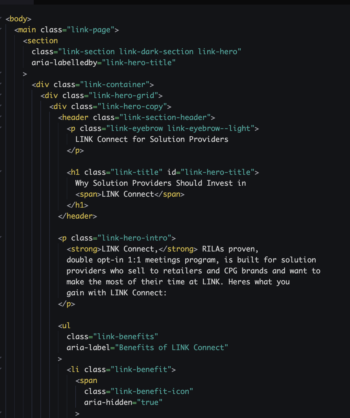 Code used in the RILA LINK Conference website redesign