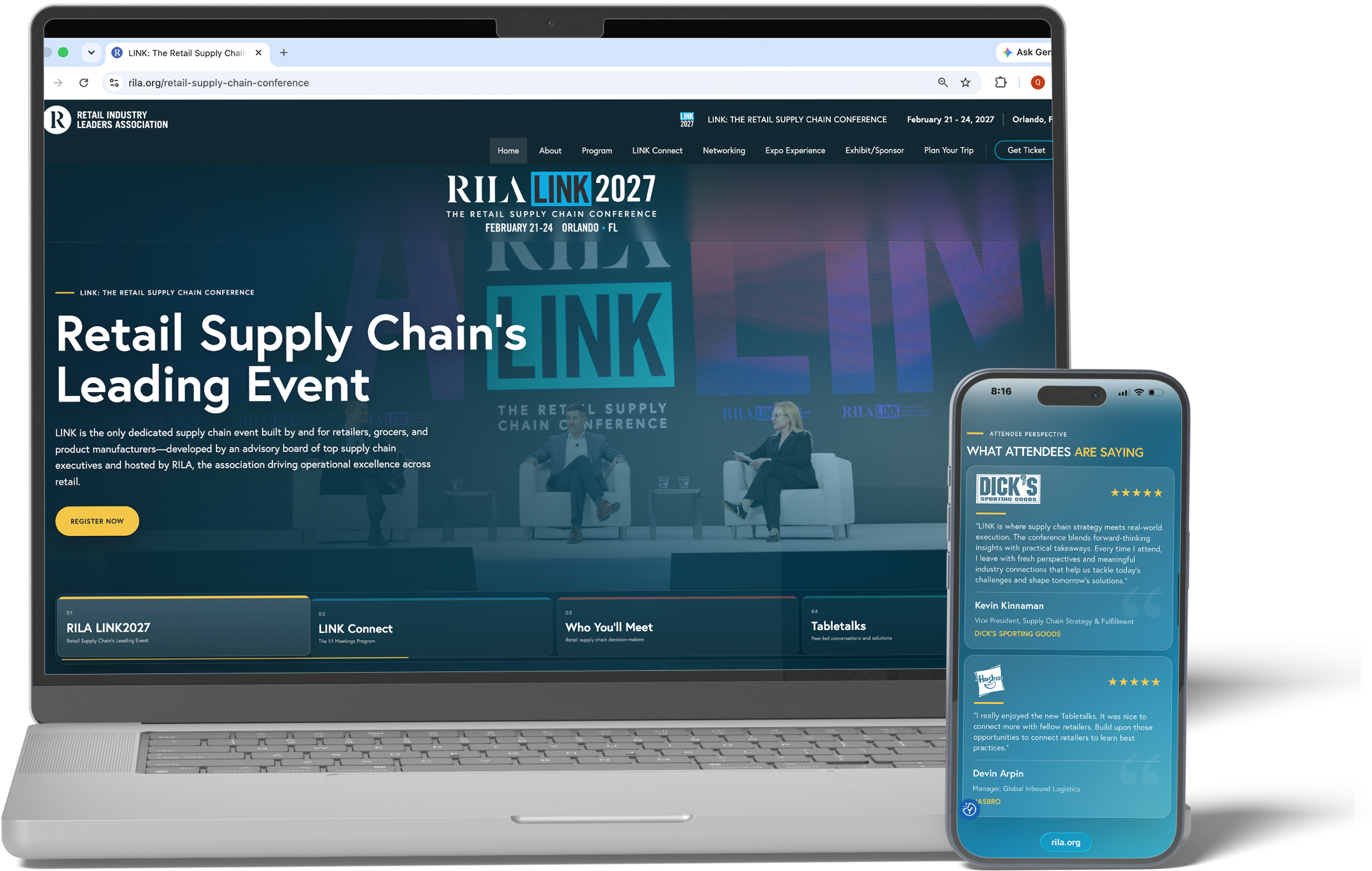 Responsive RILA LINK Conference website design detail