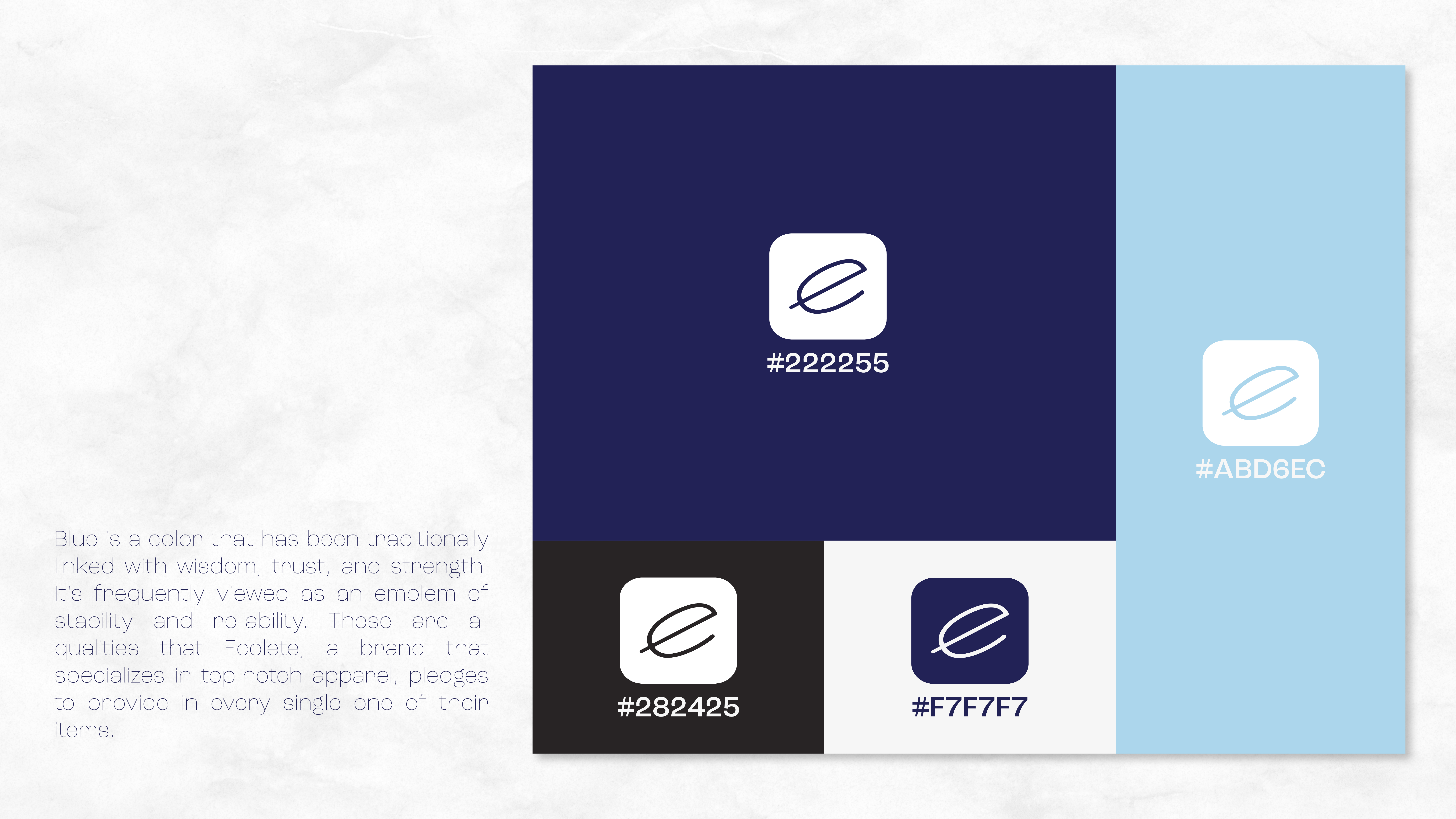 Ecolete visual direction and blue color palette