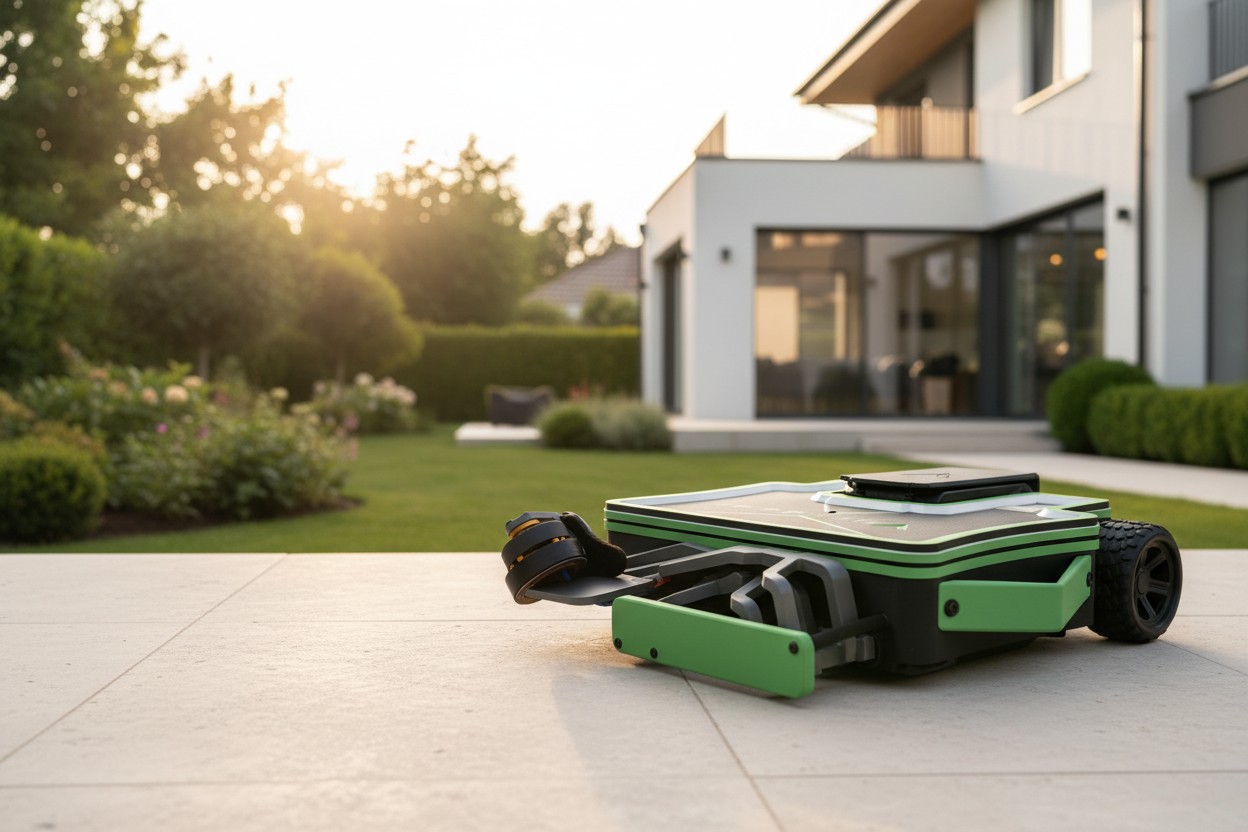 Vulcobot on a lawn
